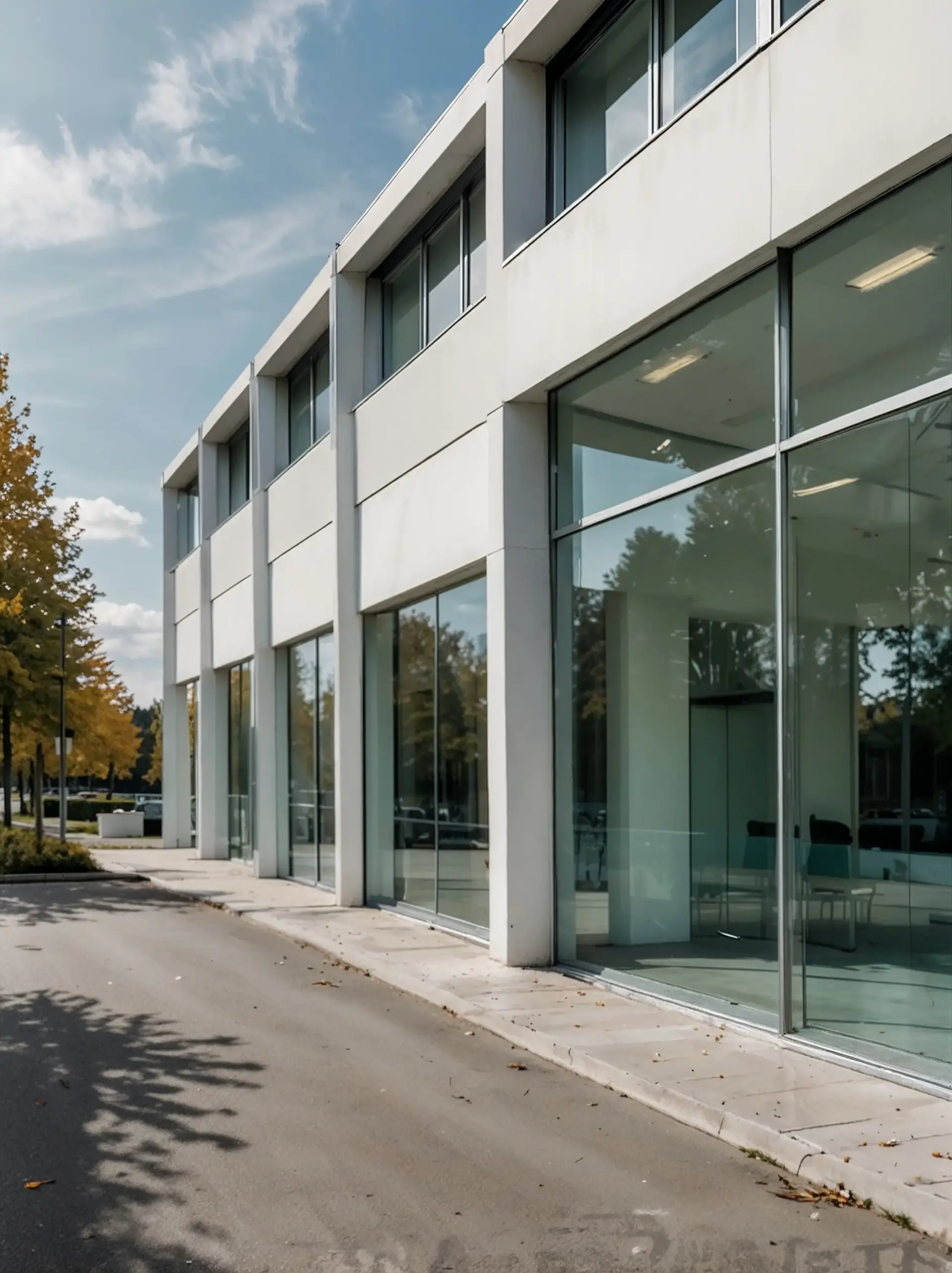 Fensterreinigung an einer Bürofassade in Brandenburg
